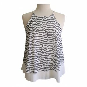 Tyche Black and White Patterned Halter Blouse